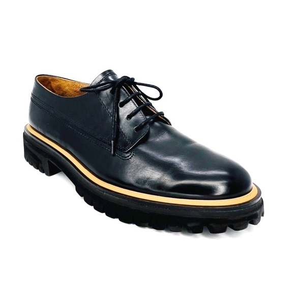 Paul Green Oxford Shoes Size 9 Laced Super Soft Black Leather Lug Sole Menswear - Picture 16 of 16
